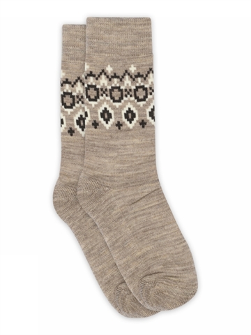 MP Denmark Torshavn lange uldstrømper i Light Brown Melange